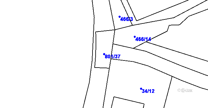 Parcela st. 801/37 v KÚ Srlín, Katastrální mapa