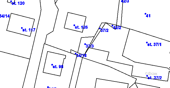 Parcela st. 37/3 v KÚ Srlín, Katastrální mapa