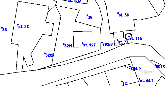 Parcela st. 127 v KÚ Srlín, Katastrální mapa