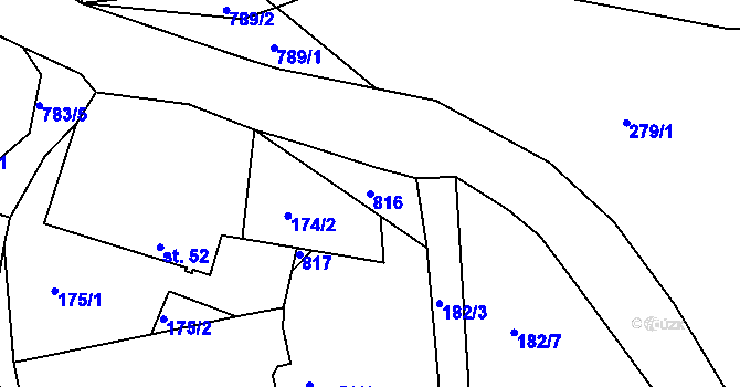 Parcela st. 816 v KÚ Srlín, Katastrální mapa