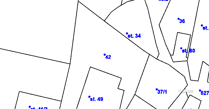Parcela st. 42 v KÚ Zběšičky, Katastrální mapa
