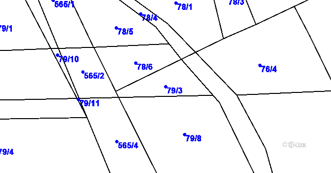 Parcela st. 79/3 v KÚ Zběšičky, Katastrální mapa