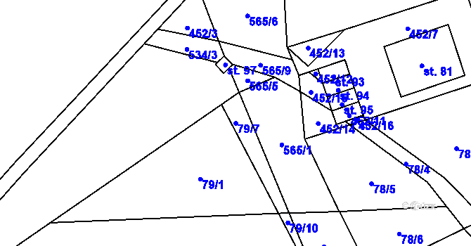 Parcela st. 79/7 v KÚ Zběšičky, Katastrální mapa