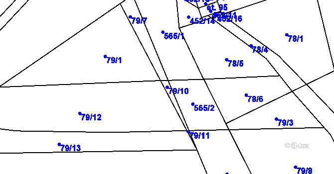 Parcela st. 79/10 v KÚ Zběšičky, Katastrální mapa