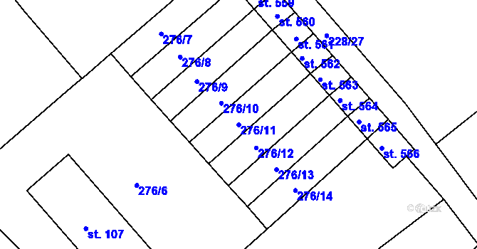 Parcela st. 276/11 v KÚ Zbilidy, Katastrální mapa