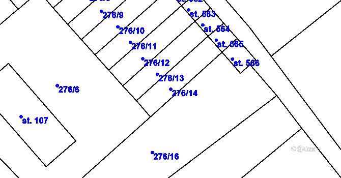 Parcela st. 276/14 v KÚ Zbilidy, Katastrální mapa