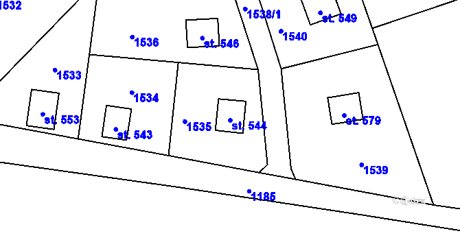 Parcela st. 544 v KÚ Zbilidy, Katastrální mapa