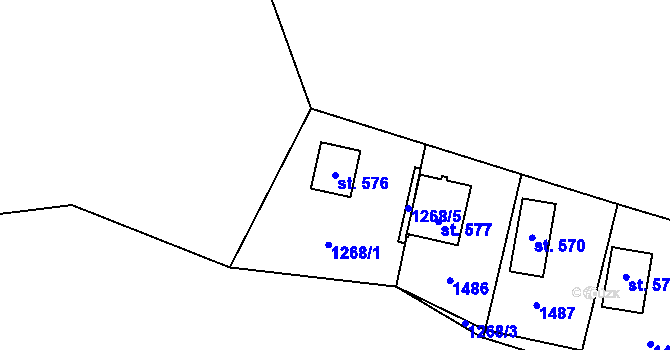 Parcela st. 576 v KÚ Zbilidy, Katastrální mapa