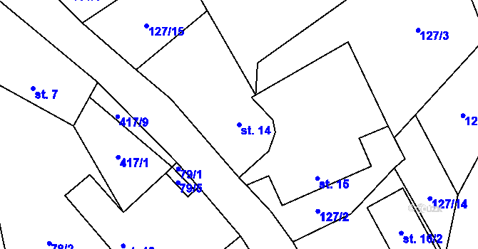 Parcela st. 14 v KÚ Zbinohy, Katastrální mapa