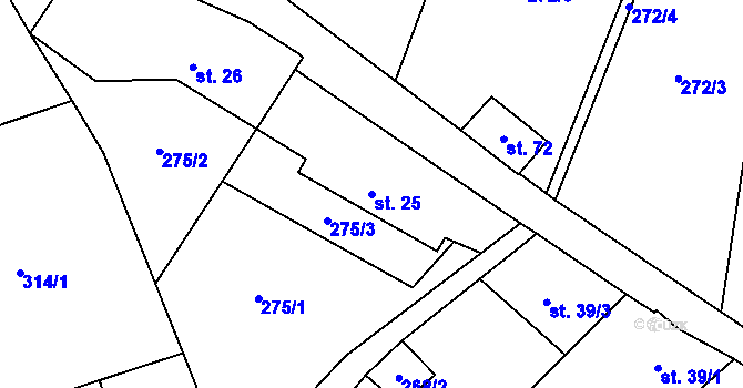 Parcela st. 25 v KÚ Zbinohy, Katastrální mapa