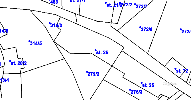 Parcela st. 26 v KÚ Zbinohy, Katastrální mapa