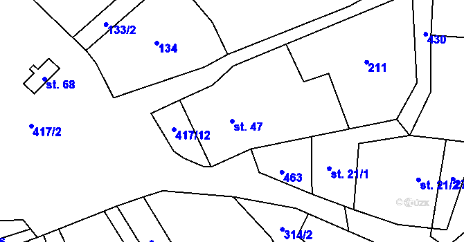 Parcela st. 47 v KÚ Zbinohy, Katastrální mapa