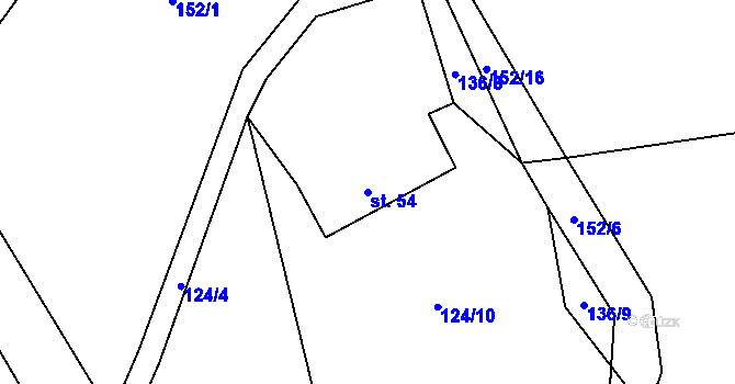 Parcela st. 54 v KÚ Zbinohy, Katastrální mapa