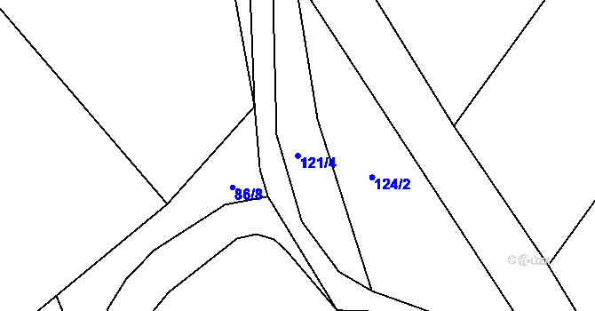 Parcela st. 121/4 v KÚ Zbinohy, Katastrální mapa