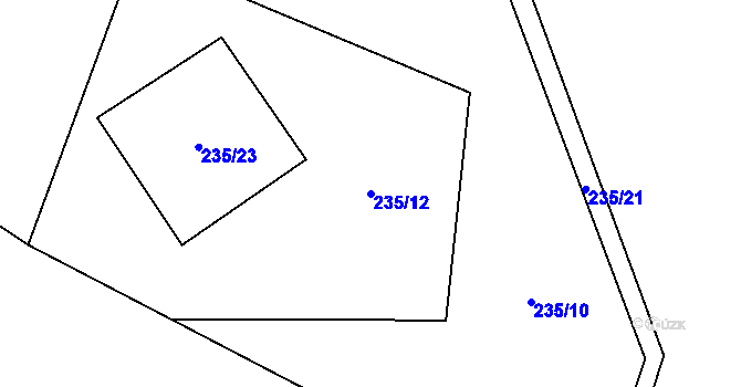 Parcela st. 235/12 v KÚ Zbinohy, Katastrální mapa