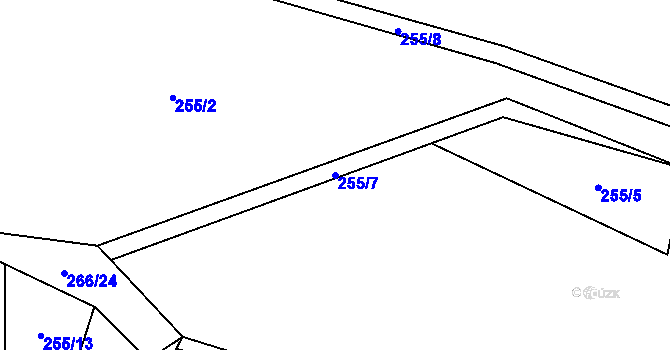 Parcela st. 255/7 v KÚ Zbinohy, Katastrální mapa