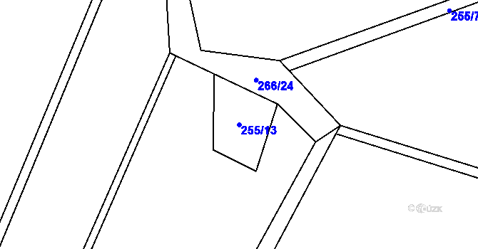 Parcela st. 255/13 v KÚ Zbinohy, Katastrální mapa