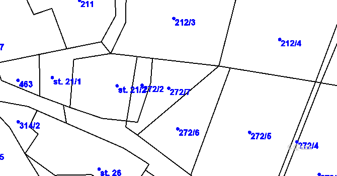 Parcela st. 272/7 v KÚ Zbinohy, Katastrální mapa