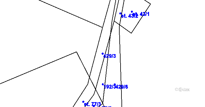 Parcela st. 429/3 v KÚ Zbinohy, Katastrální mapa