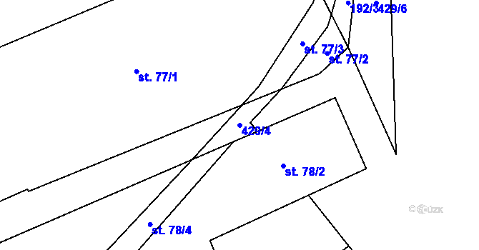 Parcela st. 429/4 v KÚ Zbinohy, Katastrální mapa