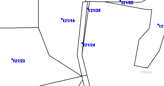 Parcela st. 121/24 v KÚ Zbinohy, Katastrální mapa