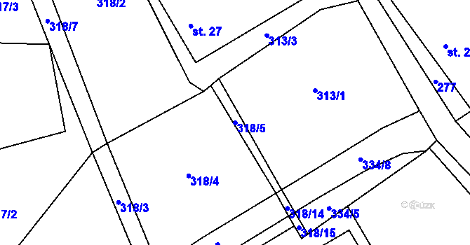 Parcela st. 318/5 v KÚ Zbinohy, Katastrální mapa