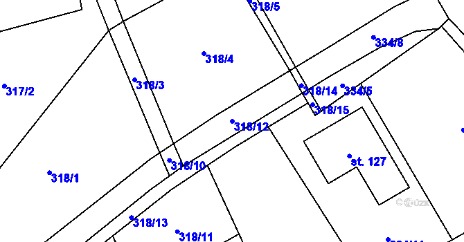 Parcela st. 318/12 v KÚ Zbinohy, Katastrální mapa