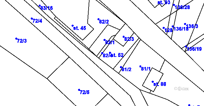 Parcela st. 82/4 v KÚ Zbinohy, Katastrální mapa
