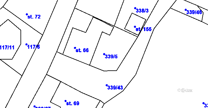 Parcela st. 339/5 v KÚ Týček, Katastrální mapa