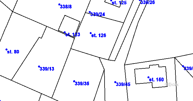 Parcela st. 339/25 v KÚ Týček, Katastrální mapa