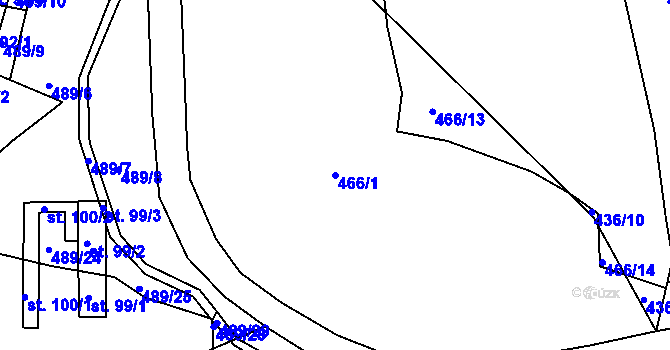 Parcela st. 466/1 v KÚ Týček, Katastrální mapa