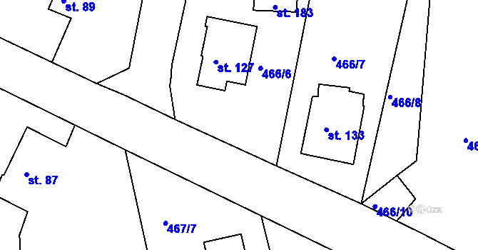 Parcela st. 466/6 v KÚ Týček, Katastrální mapa