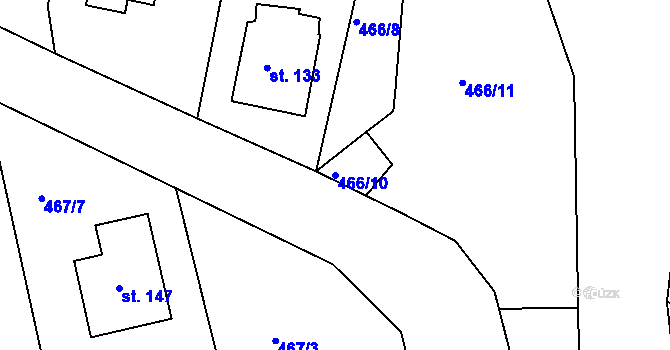 Parcela st. 466/10 v KÚ Týček, Katastrální mapa