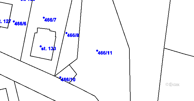 Parcela st. 466/11 v KÚ Týček, Katastrální mapa
