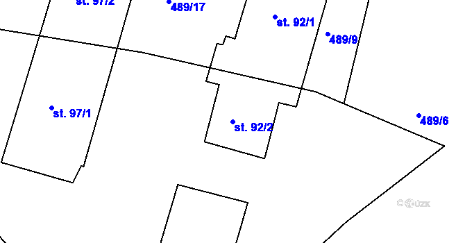 Parcela st. 92/2 v KÚ Týček, Katastrální mapa
