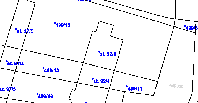Parcela st. 92/5 v KÚ Týček, Katastrální mapa
