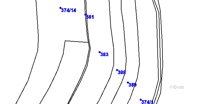 Parcela st. 383 v KÚ Týček, Katastrální mapa