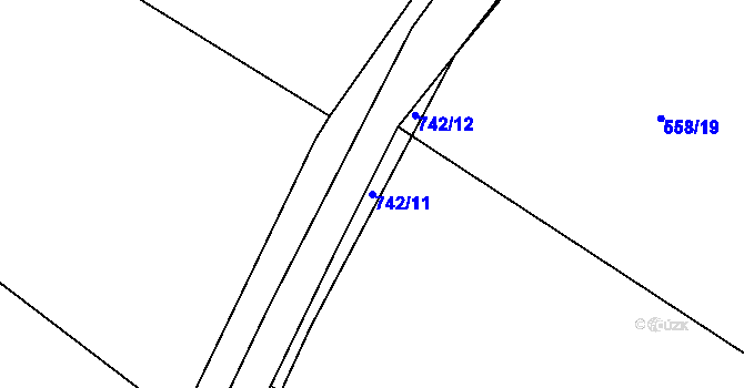 Parcela st. 742/11 v KÚ Týček, Katastrální mapa
