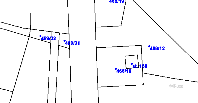 Parcela st. 466/17 v KÚ Týček, Katastrální mapa