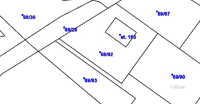 Parcela st. 69/92 v KÚ Týček, Katastrální mapa