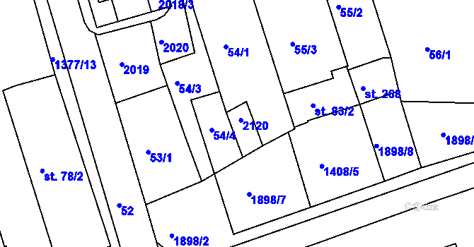 Parcela st. 82/2 v KÚ Zbiroh, Katastrální mapa