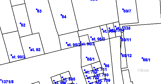 Parcela st. 96/3 v KÚ Zbiroh, Katastrální mapa