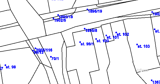 Parcela st. 99/1 v KÚ Zbiroh, Katastrální mapa