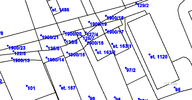Parcela st. 163/2 v KÚ Zbiroh, Katastrální mapa