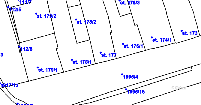 Parcela st. 177 v KÚ Zbiroh, Katastrální mapa