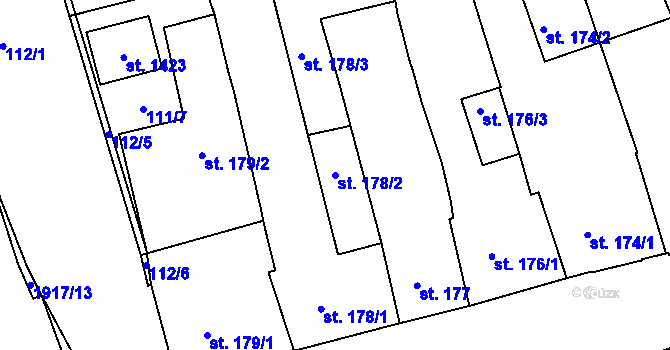 Parcela st. 178/2 v KÚ Zbiroh, Katastrální mapa