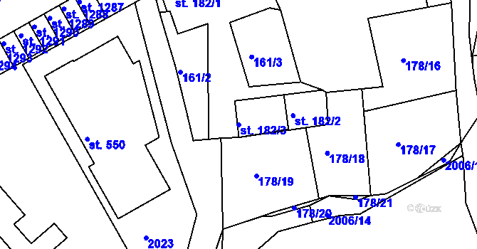 Parcela st. 182/3 v KÚ Zbiroh, Katastrální mapa