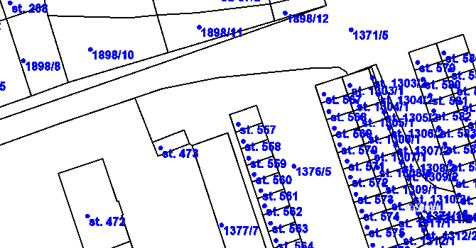 Parcela st. 557 v KÚ Zbiroh, Katastrální mapa