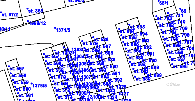 Parcela st. 588 v KÚ Zbiroh, Katastrální mapa