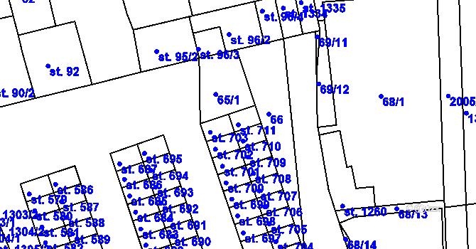 Parcela st. 711 v KÚ Zbiroh, Katastrální mapa